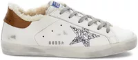 Golden Goose Super-Star Shearling Silver Glitter Star Ice Gray Heel Tab (W)