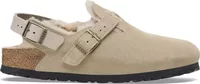 Birkenstock Tokio Shearling Suede Leather Taupe