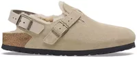 Birkenstock Tokio Shearling Suede Leather Taupe
