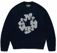 Denim Tears Pilled Cotton Wreath Sweater Navy
