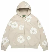 Cotton Wreath Zip Hoodie Cream