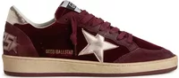 Golden Goose Ball-Star Burgundy Velvet Gold Star Gold Heel (W)