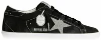 Golden Goose Hi-Star Black Suede Silver Swarovski Crystal Star (W)