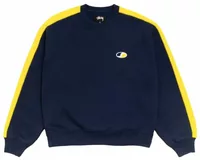Stussy Paneled Stripe Crew Navy