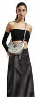 Metallic Pleating Shoulder Bag Silver
