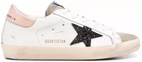 Super-Star White Leather Black Glitter Star Rose Heel (W)