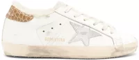Golden Goose Super-Star Silver Leather Star Beige Croc Heel Tab (W)
