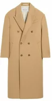 Long Double Breasted Wool Coat Mastic Beige