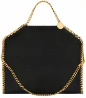 Stella McCartney Falabella Fold-Over Tote Bag Black Gold