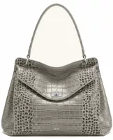 Turn-Lock Shoulder Bag Grey Croc