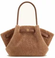 JW PEI Hana Medium Faux Fur Tote Bag Coffee Brown