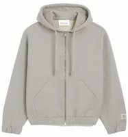 Zipped Cotton Hoodie with Heritage Ami Paris Label Heather Ash Grey