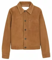 Goat Leather Ami De Coeur Buttoned Jacket Caramel