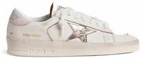 Golden Goose Stardan White Nappa Metallic Silver Star Pink Suede Heel Tab (W)