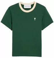 Ami De Coeur Contrasted Cotton T-Shirt Bottle Green/Ivory (W)