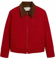 Ami De Coeur Cotton Zipped Jacket Ruby Red