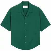 Boxy Viscose Twill Short-Sleeve Shirt Bottle Green