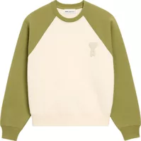 Ami Paris Ami De Coeur Cotton Knitted Sweatshirt White/Green
