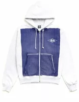 Printed Pattern Zip Hoodie Blue Pinstripe