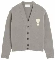 Ami De Coeur Alpaca Cardigan Ash Grey/Ecru