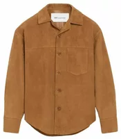 Goat Leather Buttoned Overshirt Caramel
