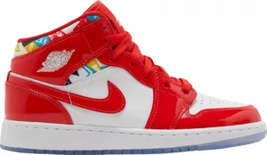 Nike Air Jordan 1 Mid Barcelona Sweater Red Patent (GS)