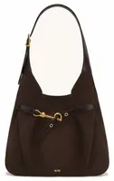 Faux Suede Hobo Bag Chocolate Brown