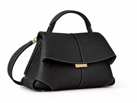 Polène Mokki Mini Edition Textured Black with Ecru Stitching