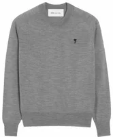 Wool Crewneck Ami De Coeur Sweater Heather Grey/Black