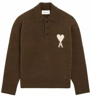Ami De Coeur Alpaca Polo Chocolate Brown/Ecru