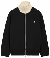 Ami Paris Ami De Coeur Zipped Cotton Sweatshirt Black/Ivory