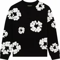 Long Sleeve Cotton Wreath T-shirt Black