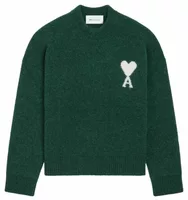 Ami De Coeur Crewneck Alpaca Sweater Bottle Green/Ecru