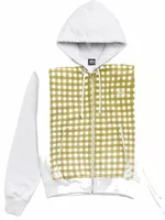 Printed Pattern Zip Hoodie Yellow Gingham