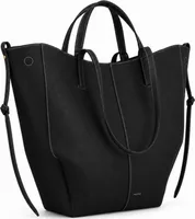 Polène Cyme Tote Edition Textured Black with Ecru Stitching