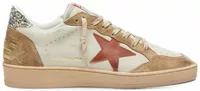 Ball-Star Cream Leather Brick Red Leather Star Suede Inserts (W)