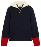 Zipped Collar Wool Sweater Navy