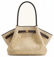JW PEI Hana Medium Faux Straw Tote Bag Brown
