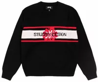 Stussy Striped Hibiscus Sweater Black