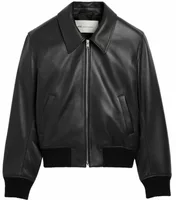 Lamb Leather Zipped Jacket Black