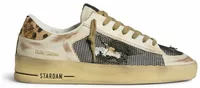 Golden Goose Stardan Beige Nappa Mesh Leopard-Print Pony Skin Heel Tab (W)