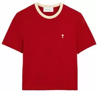 Ami De Coeur Contrasted Cotton T-Shirt Ruby Red/Ivory