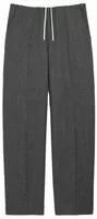 Elasticated-Waist Wool and Satin Trousers Carbon Grey