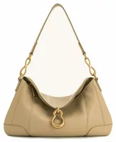 Metal Pendant Embellished Shoulder Bag Khaki