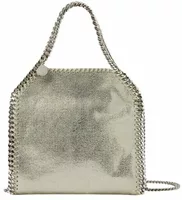 Stella McCartney Falabella Mini Metallic Tote Bag Light Lime Grey