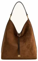 Faux Suede Shoulder Bag Brown