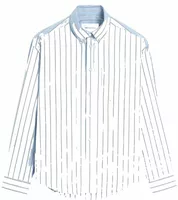 Embossed Ami De Coeur Boxy Striped Cotton Shirt Cashmere Blue/Ivory