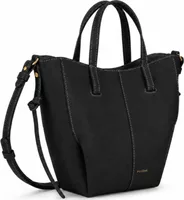 Polène Cyme Tote Nano Edition Textured Black with Ecru Stitching