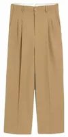 High-Waisted Carrot-Fit Cotton and Linen Trousers Mastic Beige