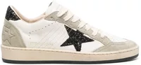 Golden Goose Ball-Star White Nappa Black Glitter Star Heel (W)